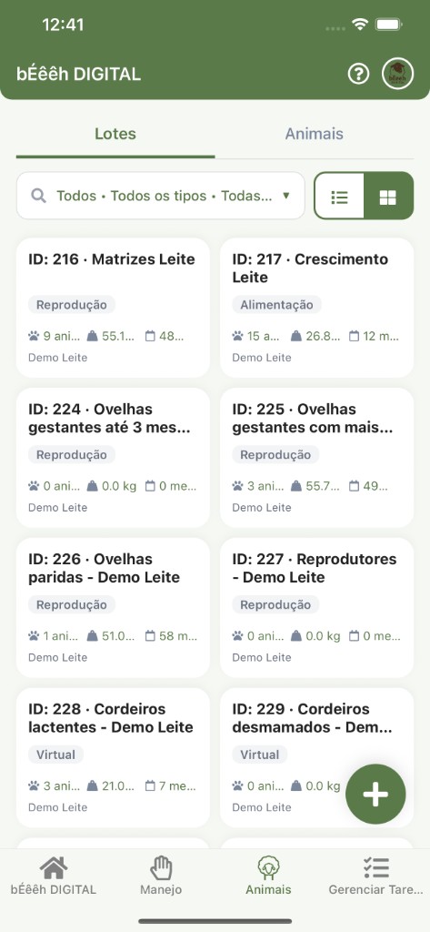 bÉêêh Produtor (Farm) — lotes e animais no rebanho