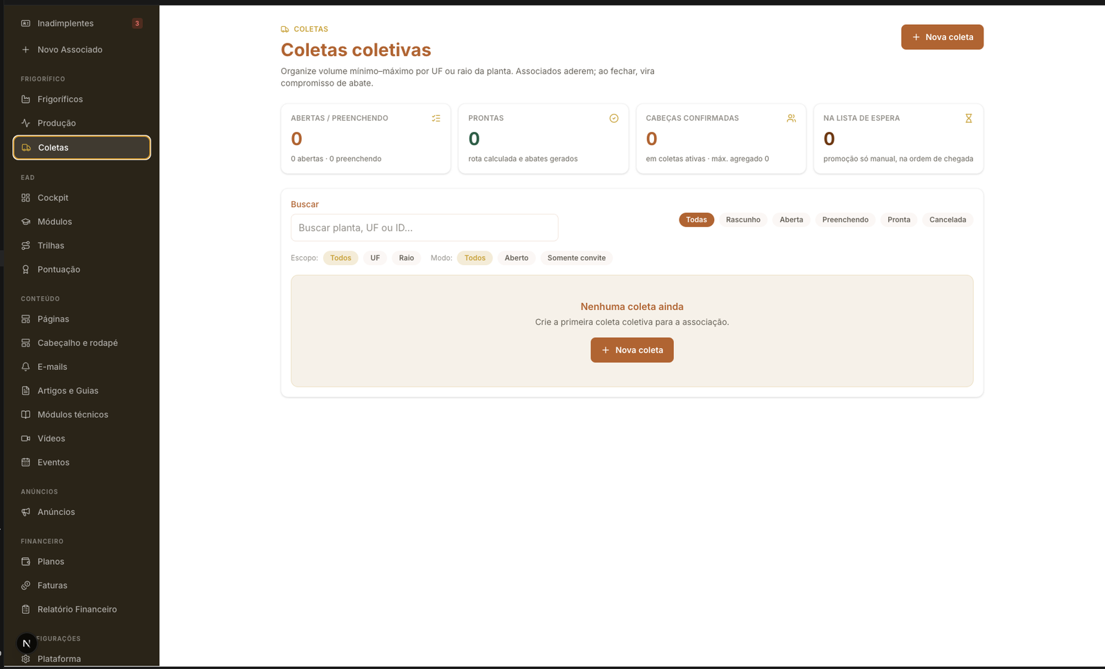 bÉêêh Frigorífico (Plant) — coletas coletivas da associação