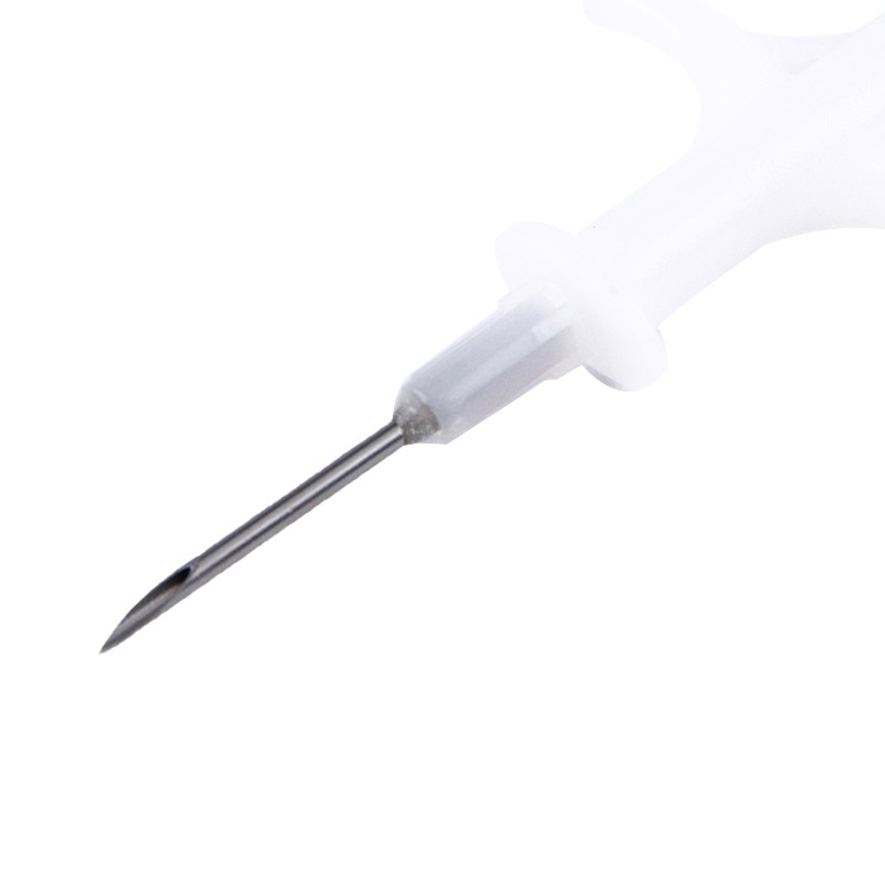 Detalhe da agulha do aplicador do microchip